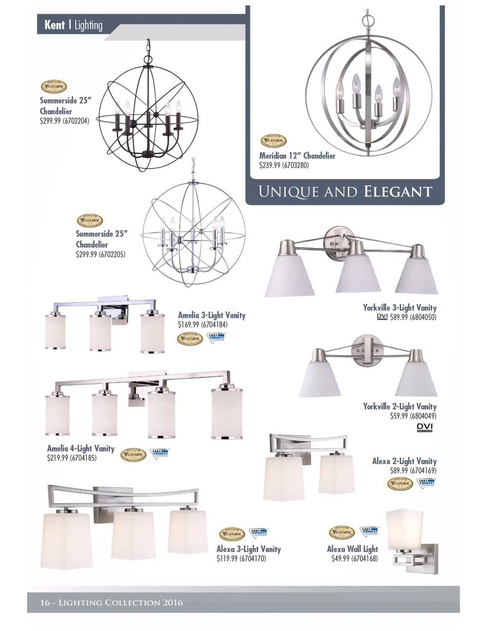 Kent Building Supplies Lighting Collection Catalogue Canada