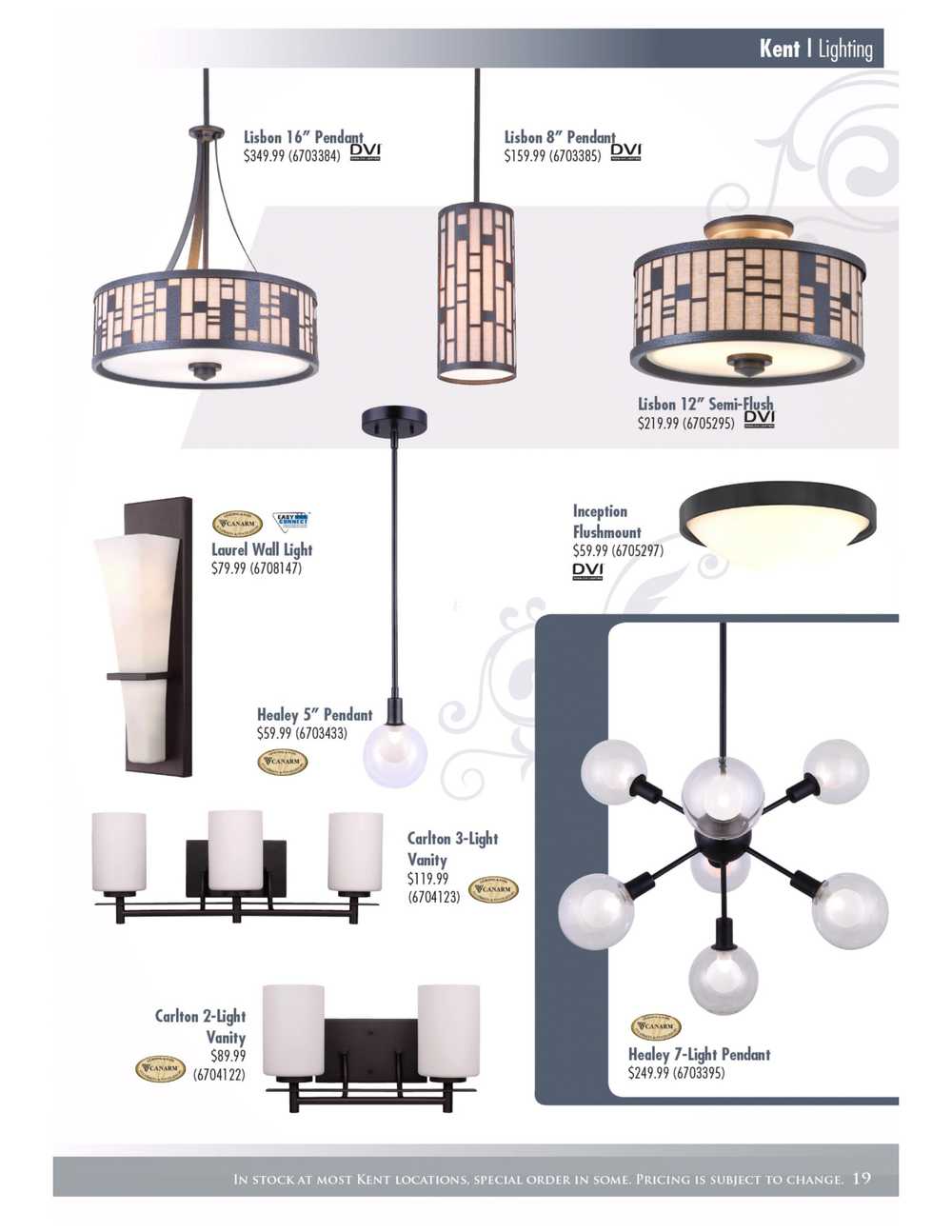 Kent Building Supplies Lighting Collection Catalogue Canada