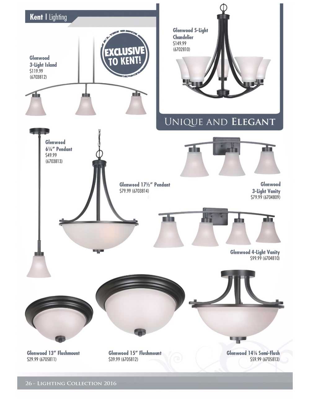 Kent Building Supplies Lighting Collection Catalogue Canada