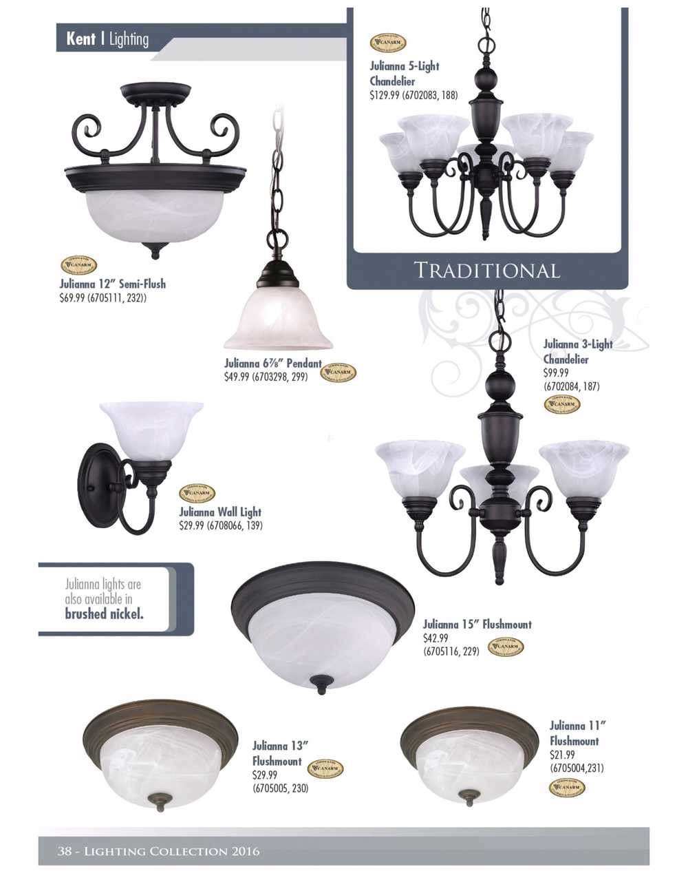 Kent Building Supplies Lighting Collection Catalogue Canada