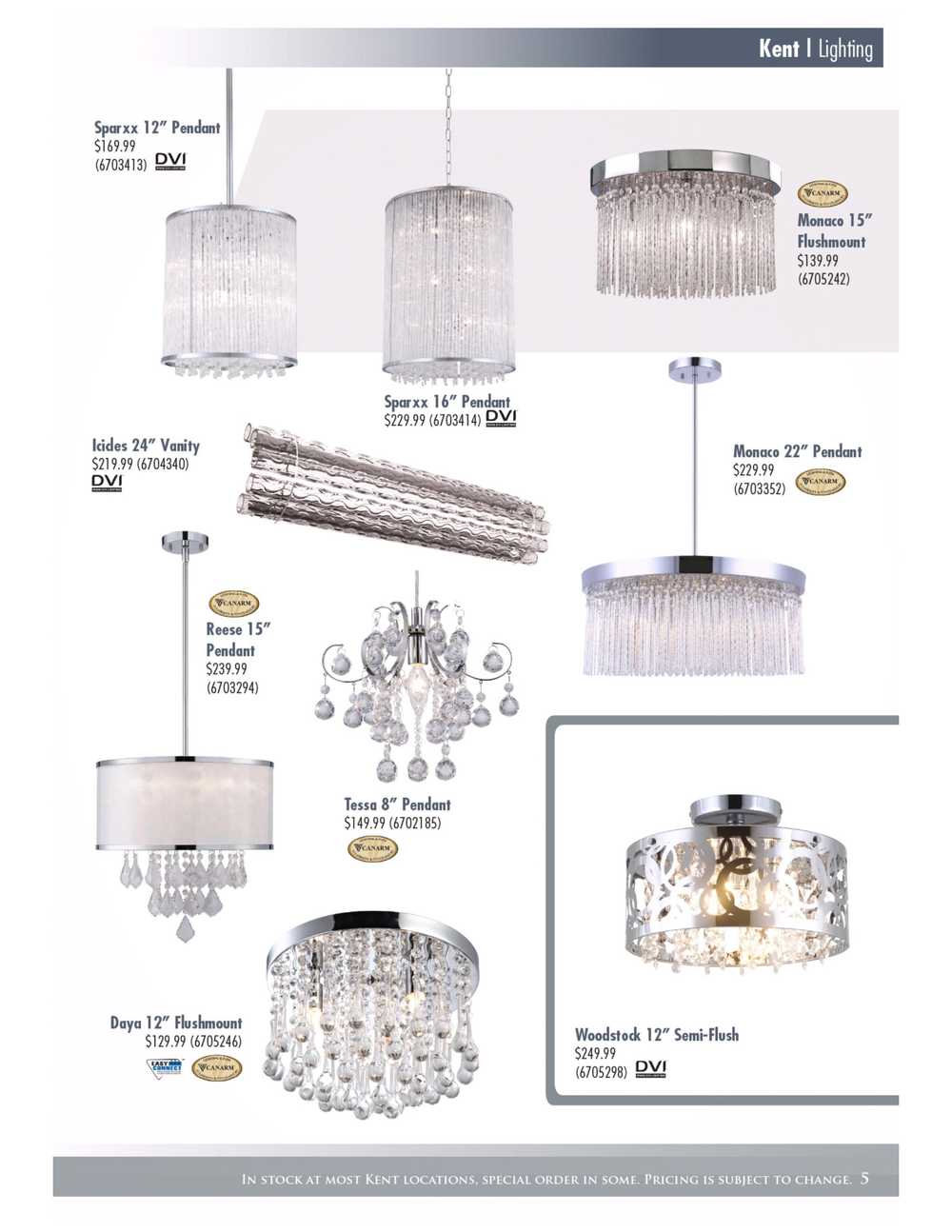 Kent Building Supplies Lighting Collection Catalogue Canada