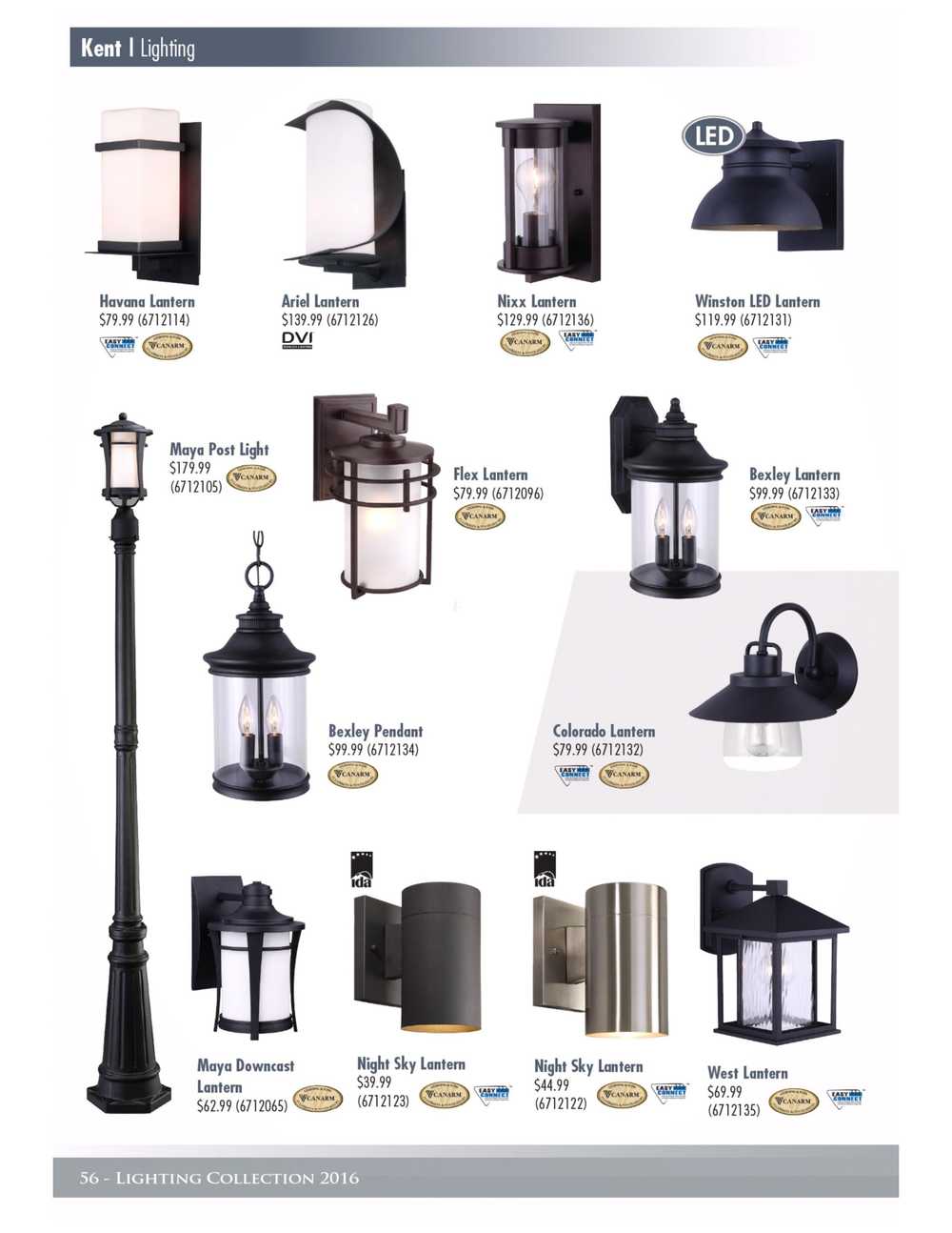 Kent Building Supplies Lighting Collection Catalogue Canada