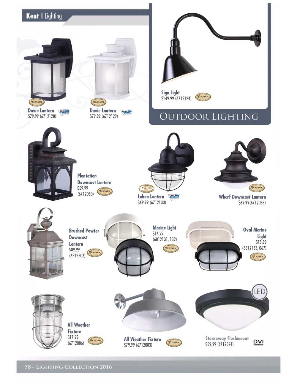Kent Building Supplies Lighting Collection Catalogue Canada