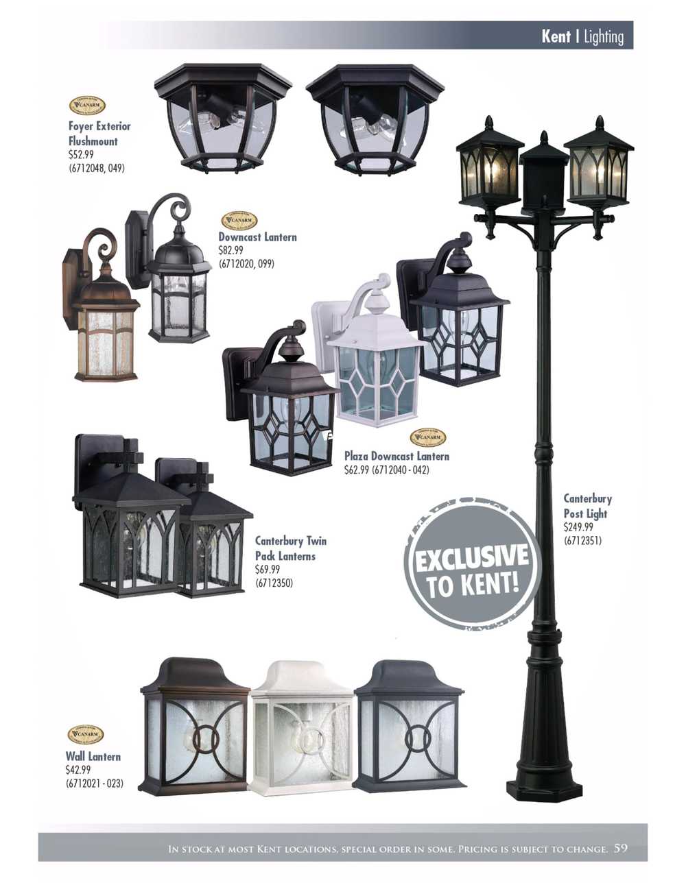 Kent Building Supplies Lighting Collection Catalogue Canada