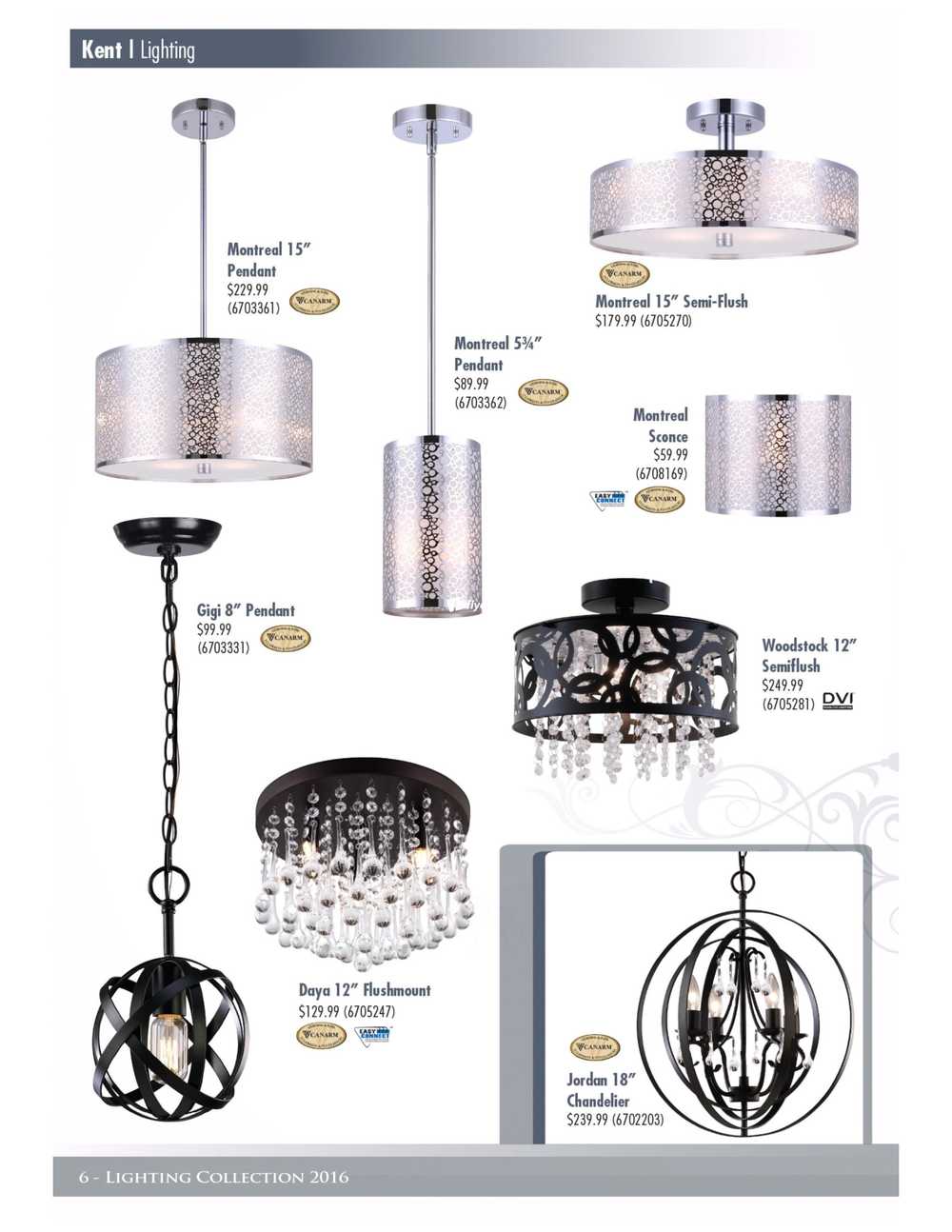 Kent Building Supplies Lighting Collection Catalogue Canada