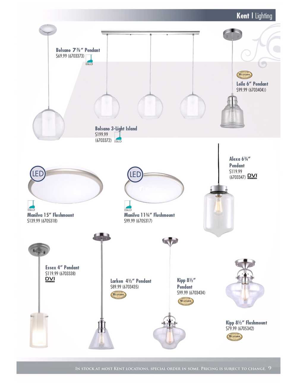 Kent Building Supplies Lighting Collection Catalogue Canada