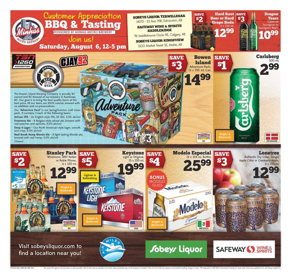 Safeway Liquor Flyer August 5 to 11 Canada