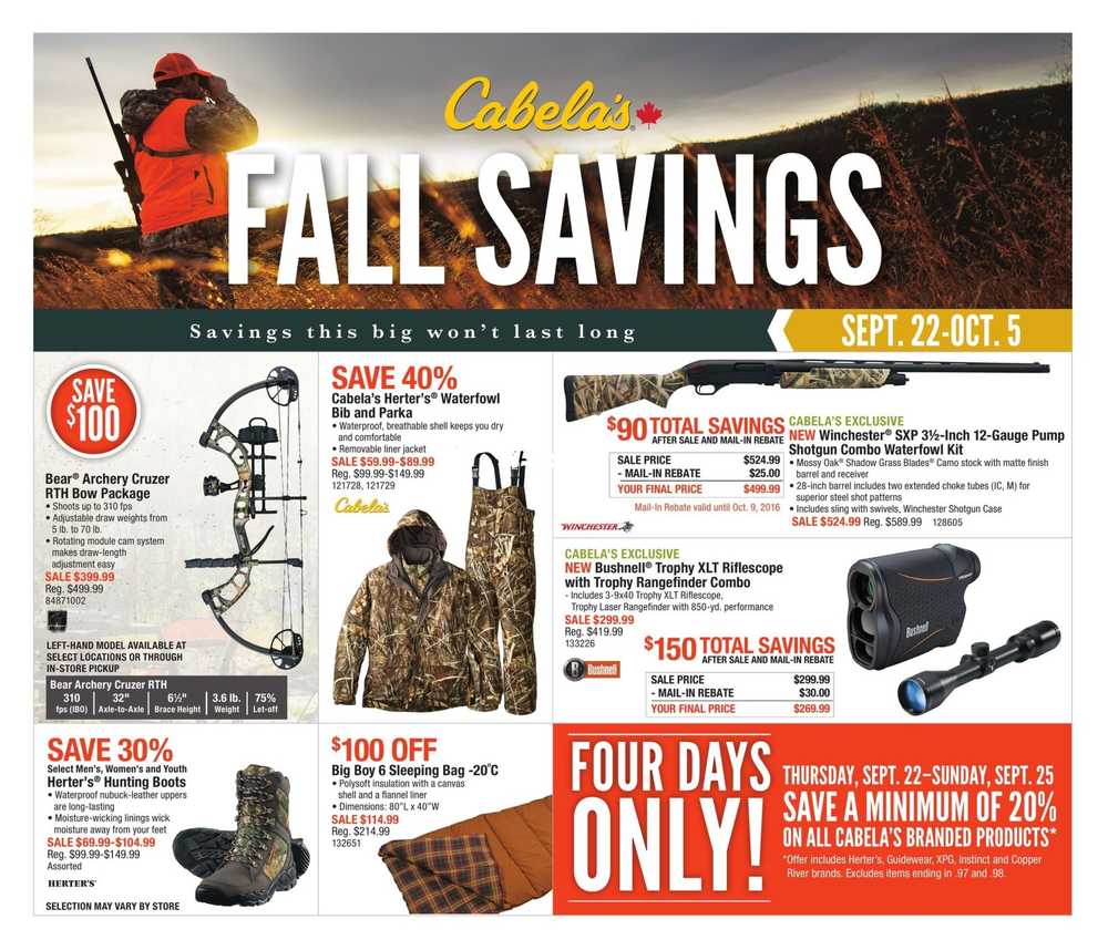 Cabela's Flyer September 22 to October 5 Canada