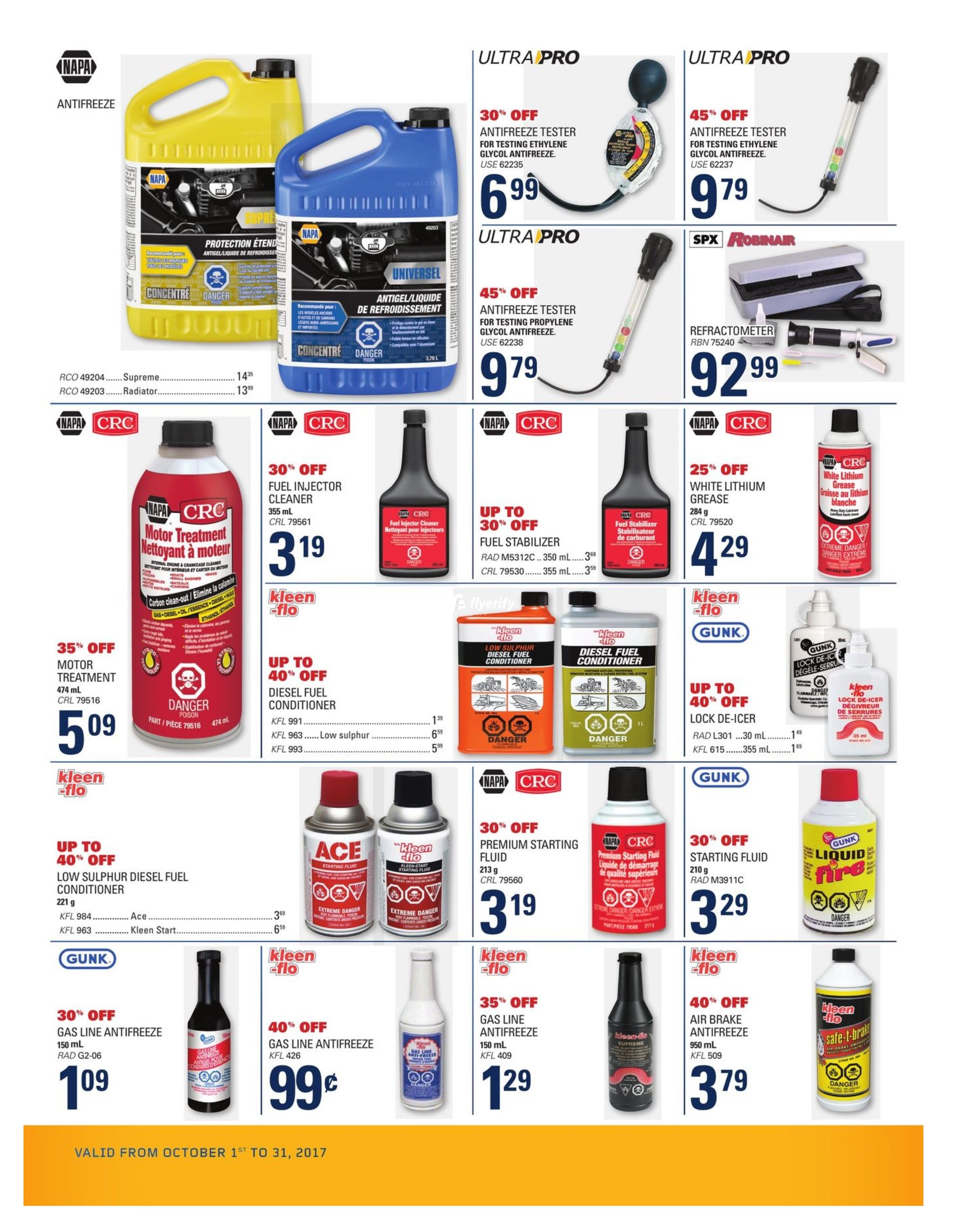 NAPA Auto Parts Winter Prep Catalogue October 1 to 31 Canada