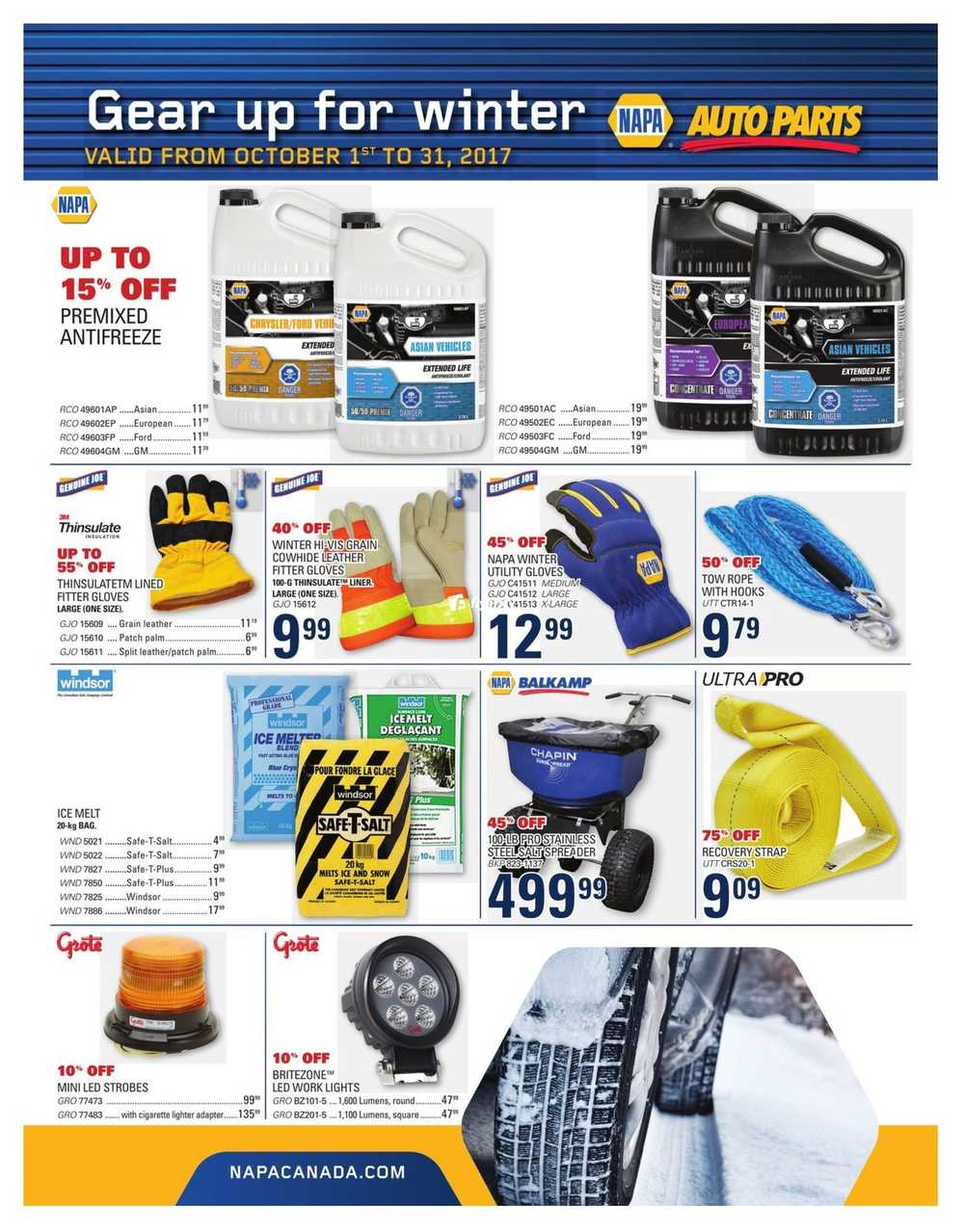 NAPA Auto Parts Winter Prep Catalogue October 1 to 31 Canada