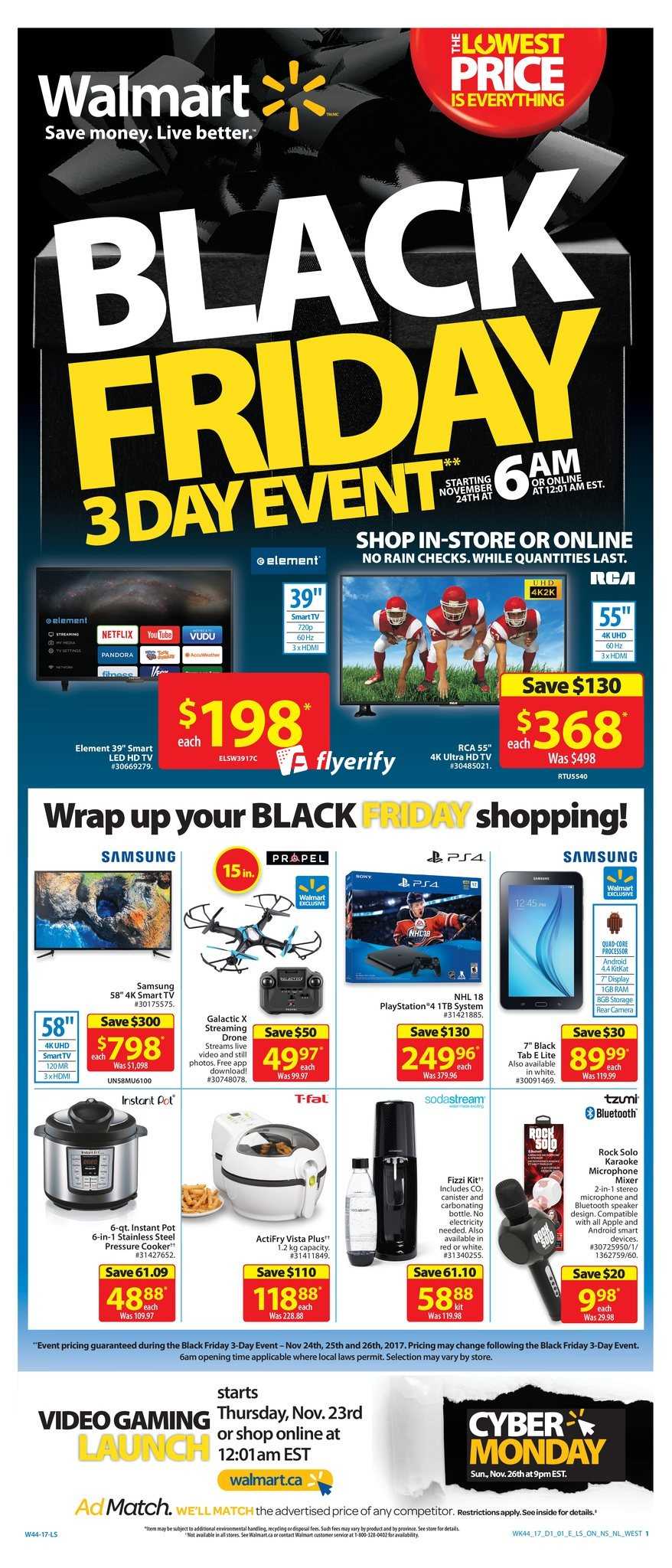 Walmart Canada Black Friday 3-Day Event Flyer November 24 to 26, 2017 Canada