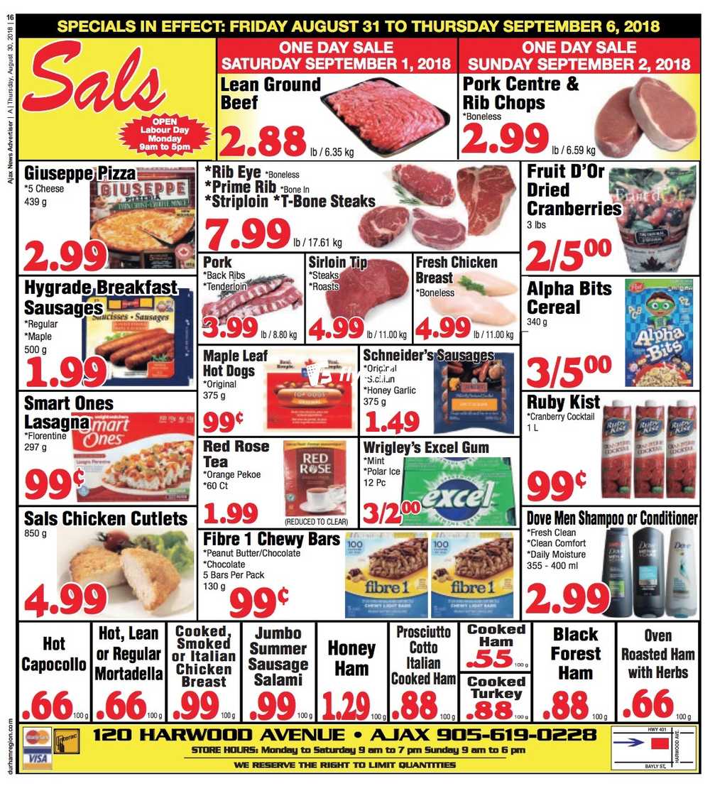 Sal's Food 4 Less (Ajax) Flyer August 31 to September 6 Canada